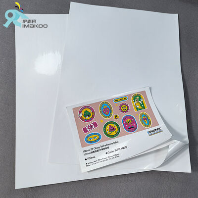 Papier autocollant brillant en polypropylène pour imprimante jet d'encre, imperméable, 100 microns, autocollant PP A4 A3