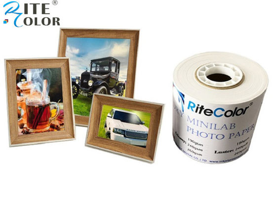 Bon prix Petit pain aqueux brillant de papier d'impression de colorant de colorant Minilab de photo sèche du jet d'encre RC en ligne